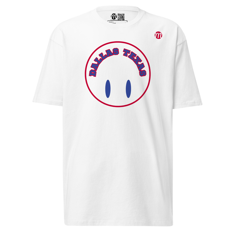 Dallas Texas Smiley Face Flipped Mulli USA Tee White Front