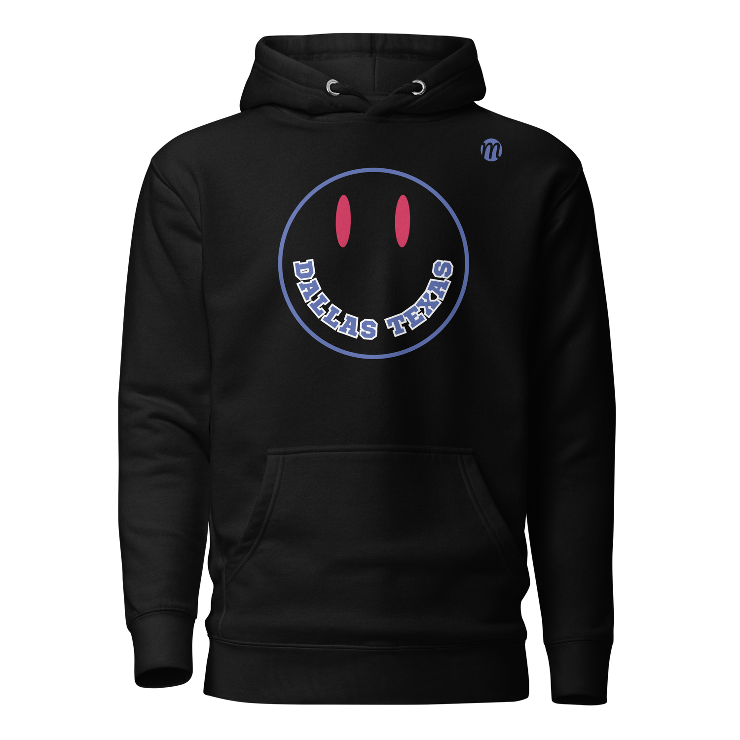 Dallas Texas Smiley Face Mulli USA Hoodie Black Front