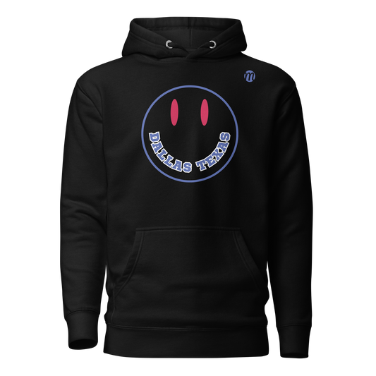 Dallas Texas Smiley Face Mulli USA Hoodie Black Front