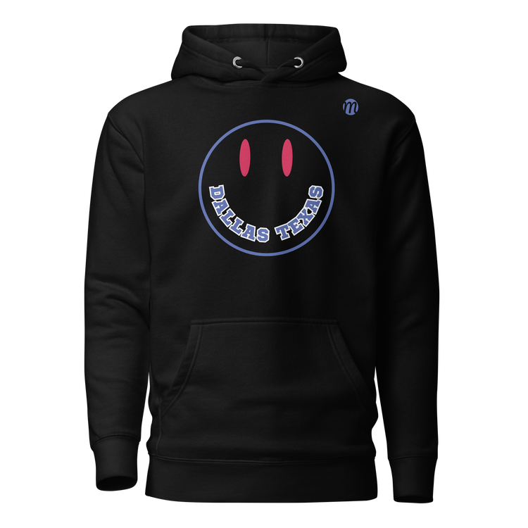 Dallas Texas Smiley Face Mulli USA Hoodie Black Front