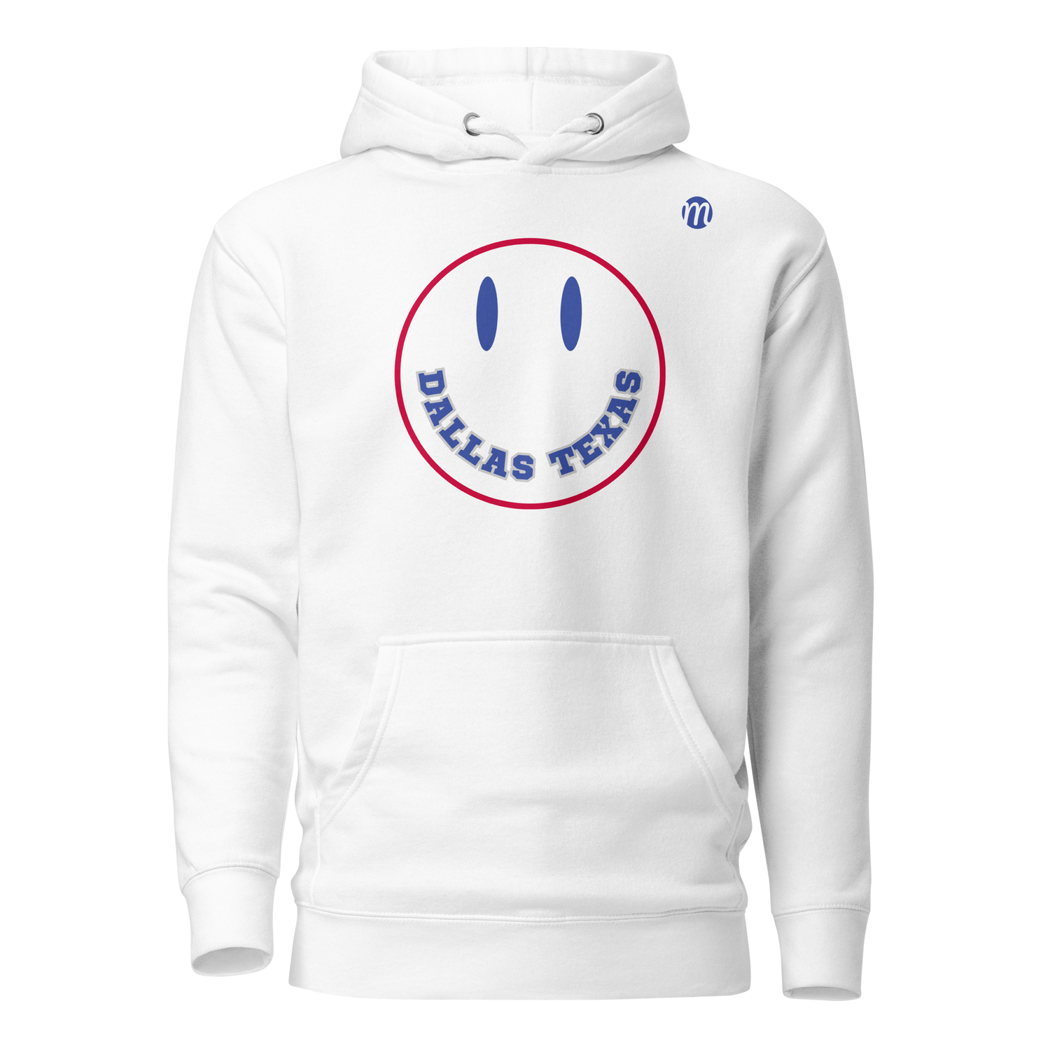 Dallas Texas Smiley Face Mulli USA Hoodie White Front