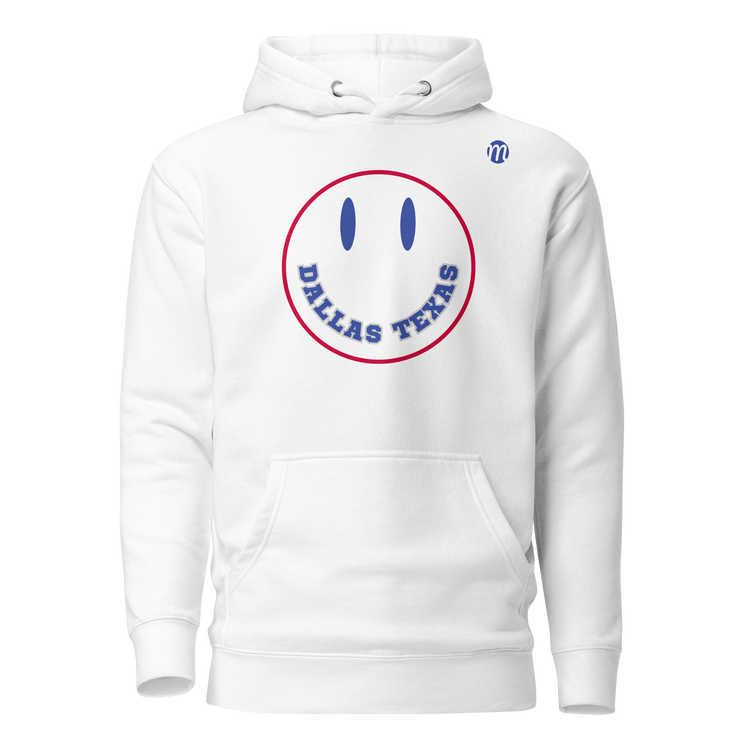 Dallas Texas Smiley Face Mulli USA Hoodie White Front