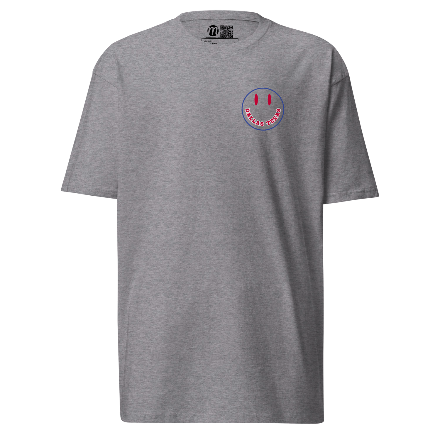 Dallas Texas Smiley Face Mulli USA Tee Carbon Grey Front