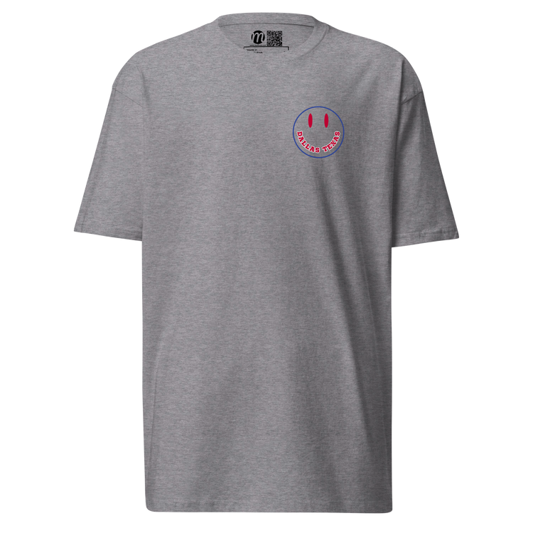 Dallas Texas Smiley Face Mulli USA Tee Carbon Grey Front