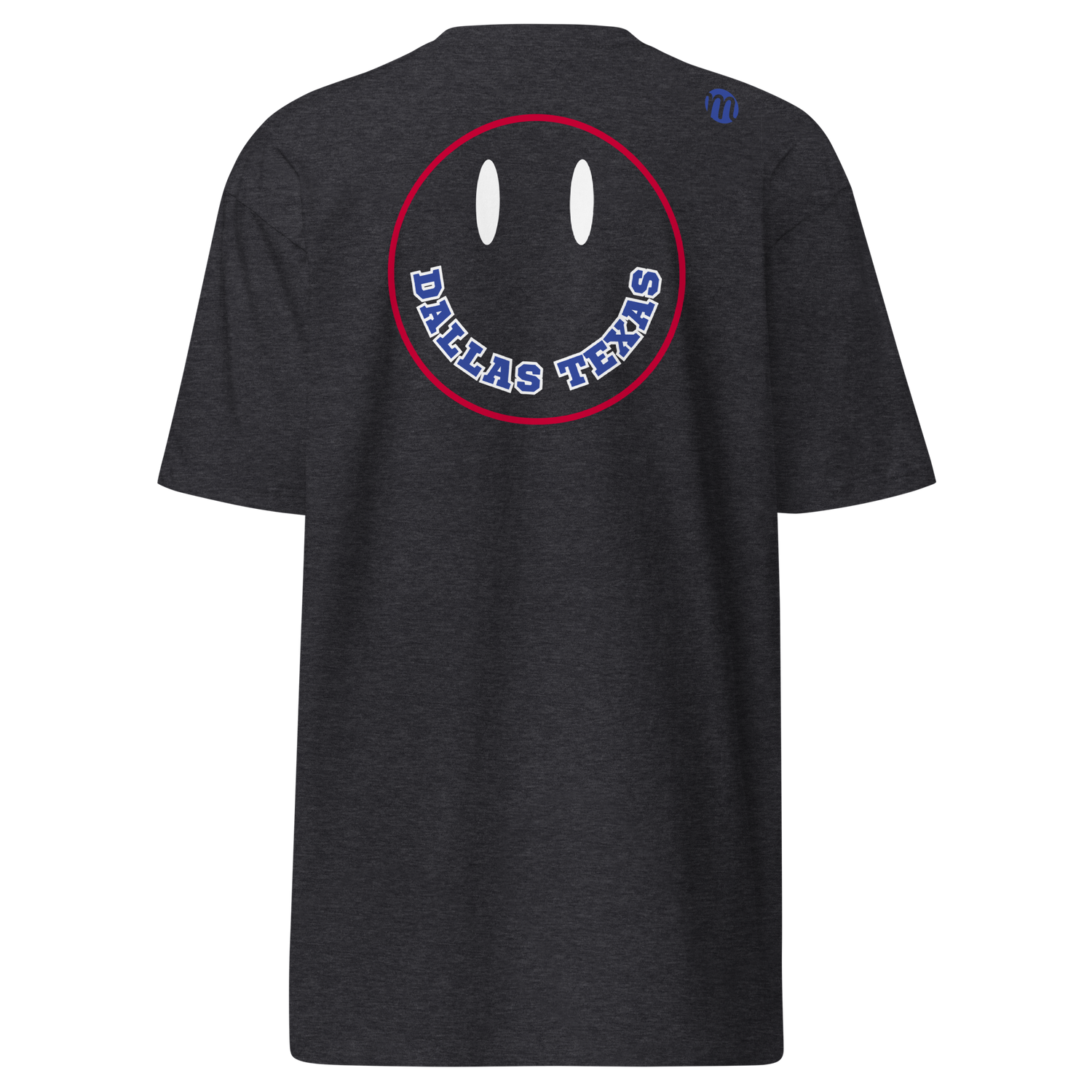 Dallas Texas Smiley Face Mulli USA Tee Charcoal Heather Back