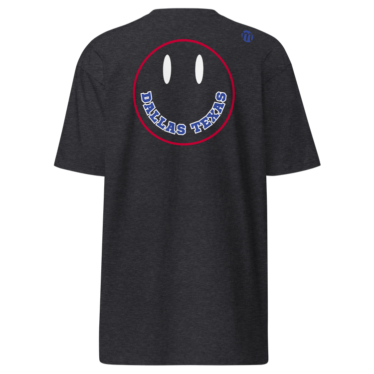 Dallas Texas Smiley Face Mulli USA Tee Charcoal Heather Back