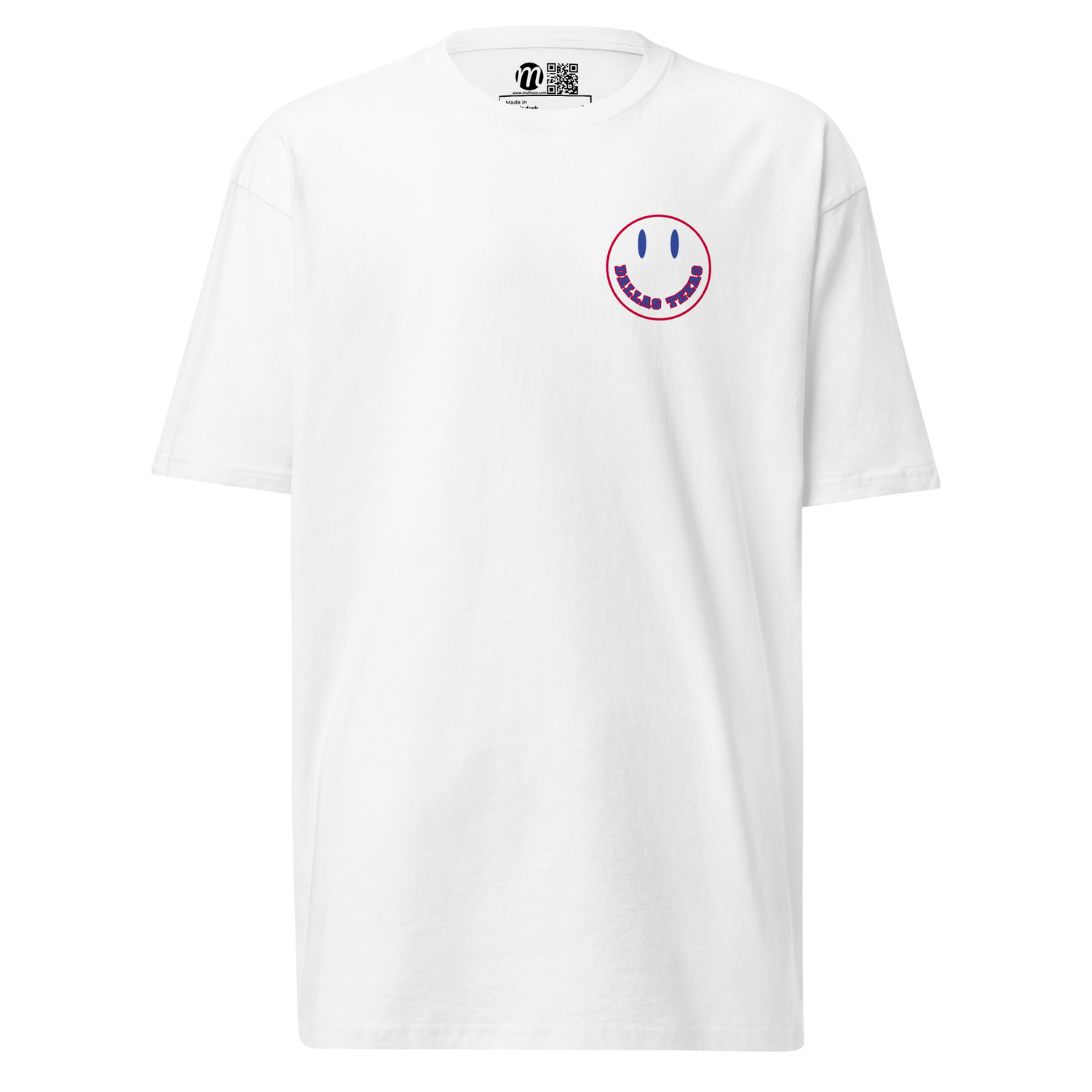 Dallas Texas Smiley Face Mulli USA Tee White Front