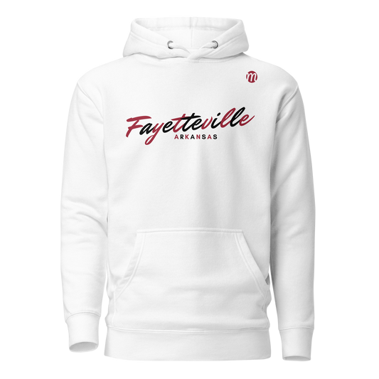 Fayetteville Arkansas Mulli USA Hoodie White Front