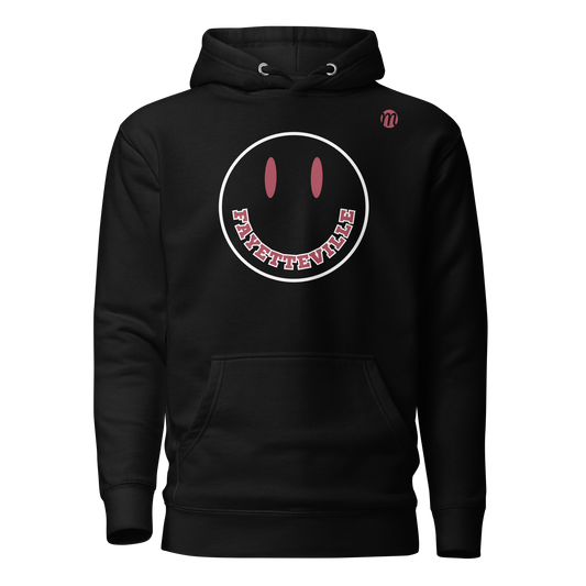 Fayetteville Smiley Face Mulli USA Hoodie Black Front