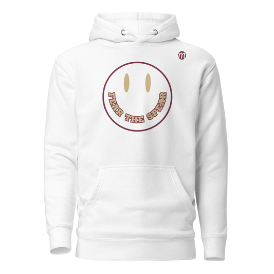 Fear The Spear Smiley Face Mulli USA Hoodie White Front