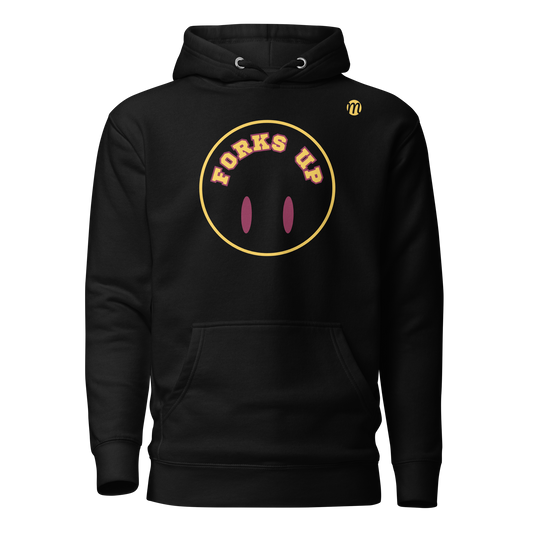 Forks Up Smiley Face Flipped Mulli USA Hoodie Black Front