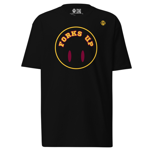 Forks Up Smiley Face Flipped Mulli USA Tee Black Front