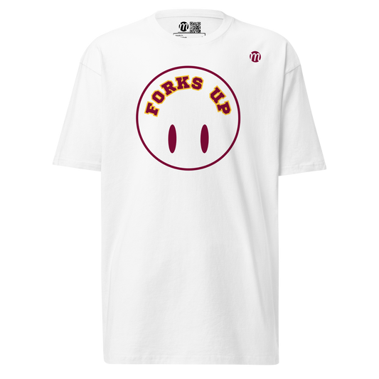 Forks Up Smiley Face Flipped Mulli USA Tee White Front