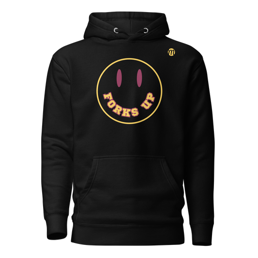 Forks Up Smiley Face Mulli USA Hoodie Black Front