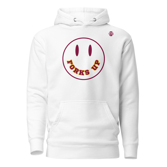 Forks Up Smiley Face Mulli USA Hoodie White Front