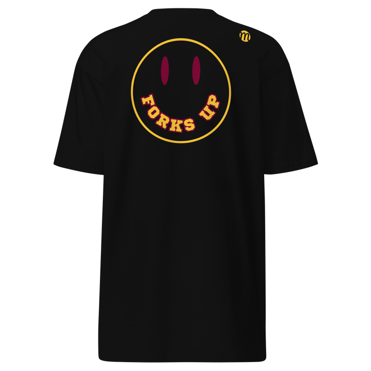 Forks Up Smiley Face Mulli USA Tee Black Back