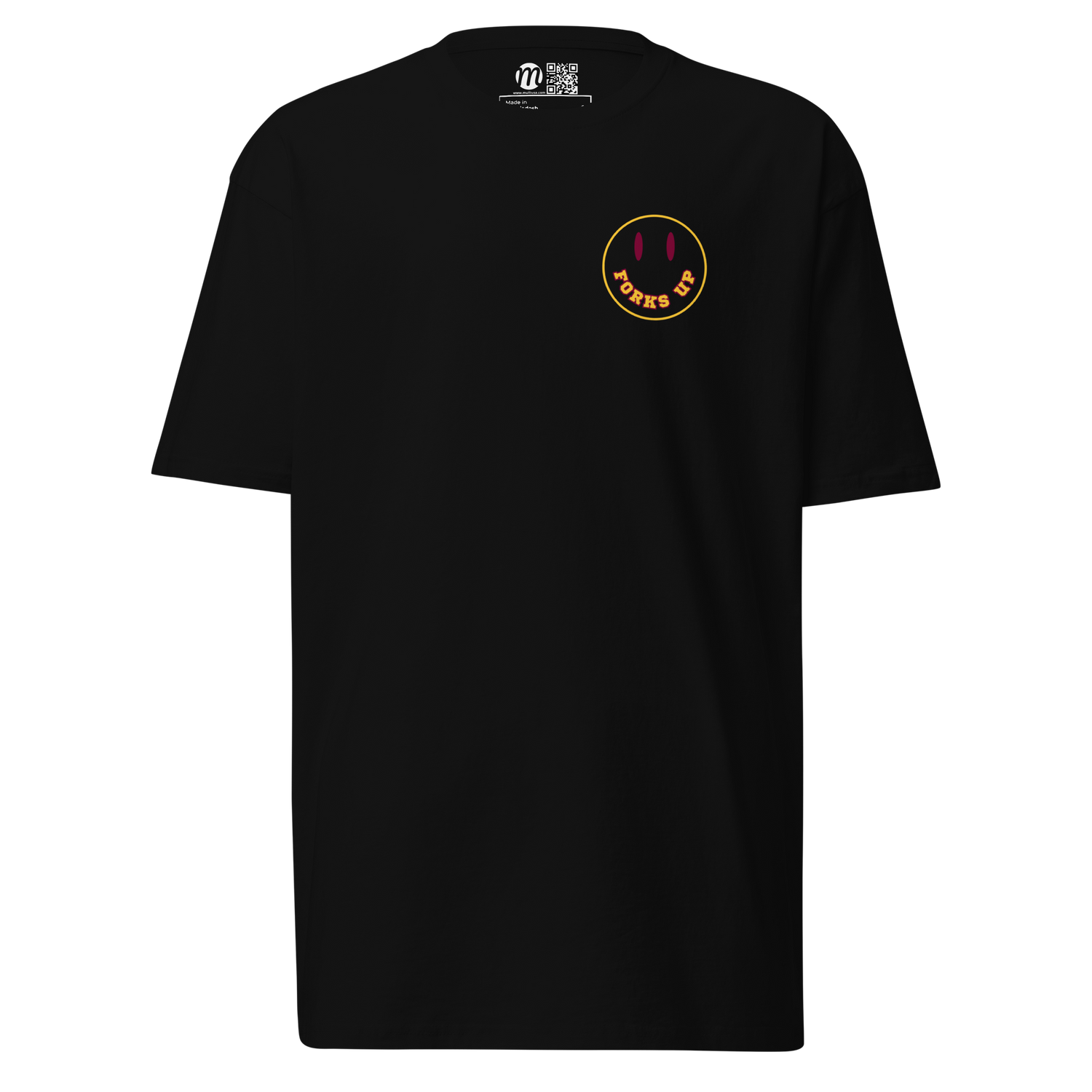 Forks Up Smiley Face Mulli USA Tee Black Front