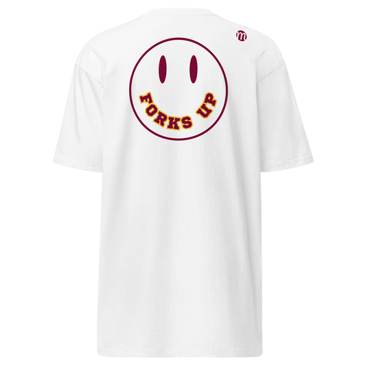 Forks Up Smiley Face Mulli USA Tee White Back