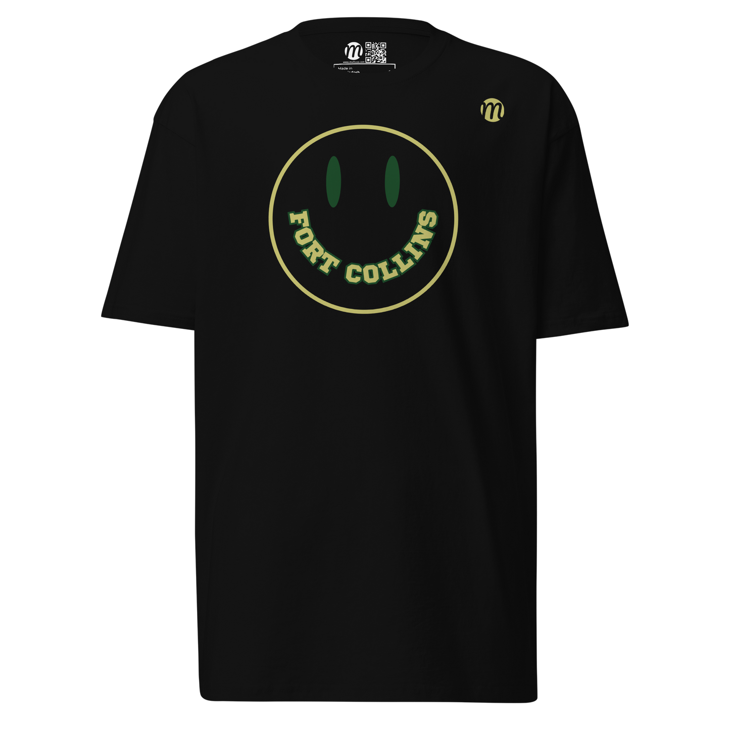 Fort Collins Smiley Face Mulli USA Tee Black Front 