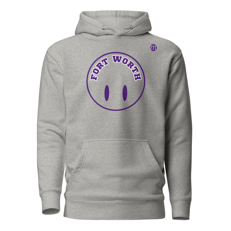 Fort Worth Smiley Face Flipped Hoodie Carbon Grey Front