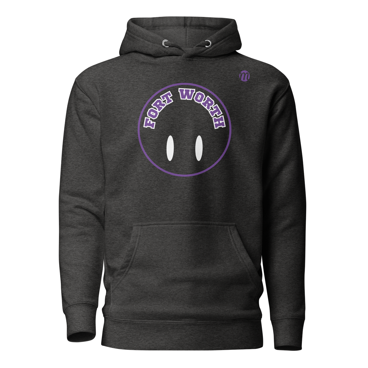 Fort Worth Smiley Face Flipped Hoodie Charcoal Heather Front