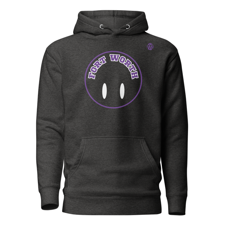 Fort Worth Smiley Face Flipped Hoodie Charcoal Heather Front