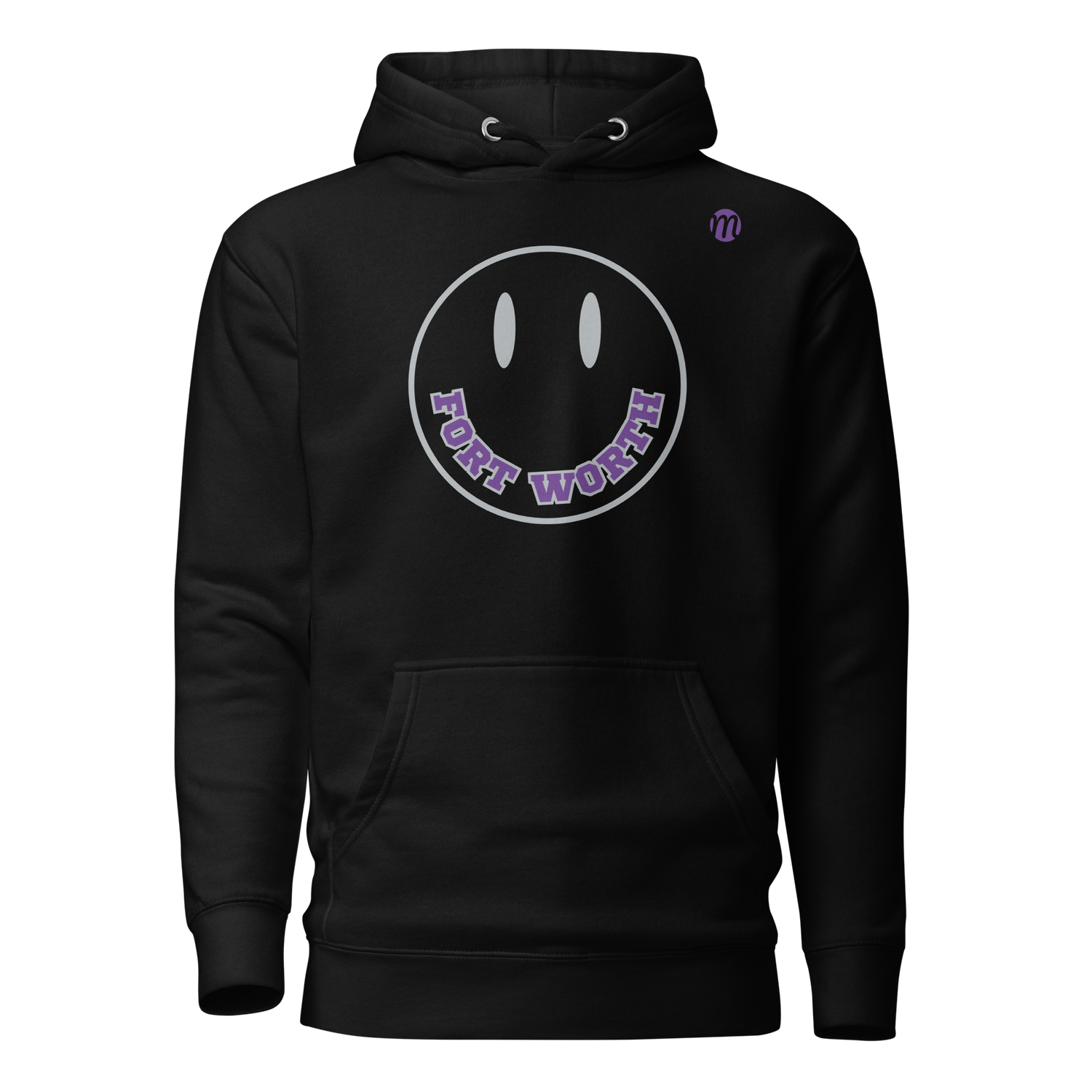 Fort Worth Smiley Face Mulli USA Hoodie Black Front