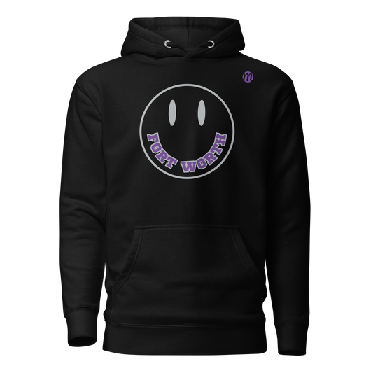 Fort Worth Smiley Face Mulli USA Hoodie Black Front