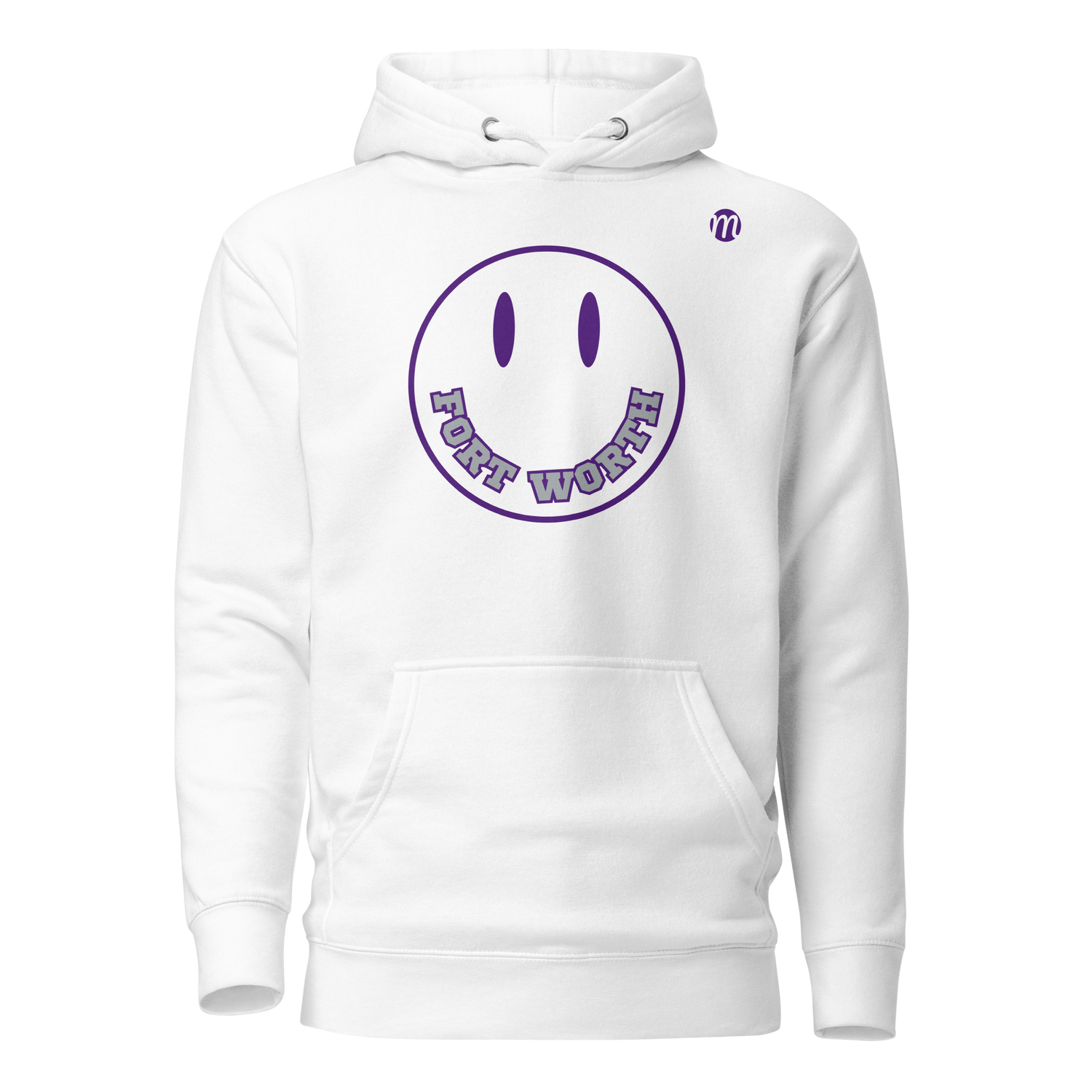 Fort Worth Smiley Face Mulli USA Hoodie White Front