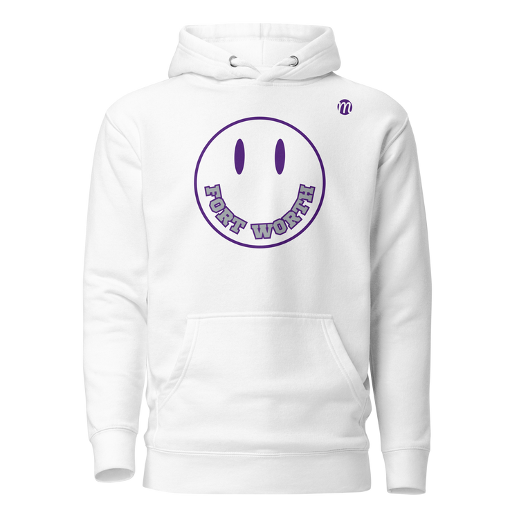 Fort Worth Smiley Face Mulli USA Hoodie White Front