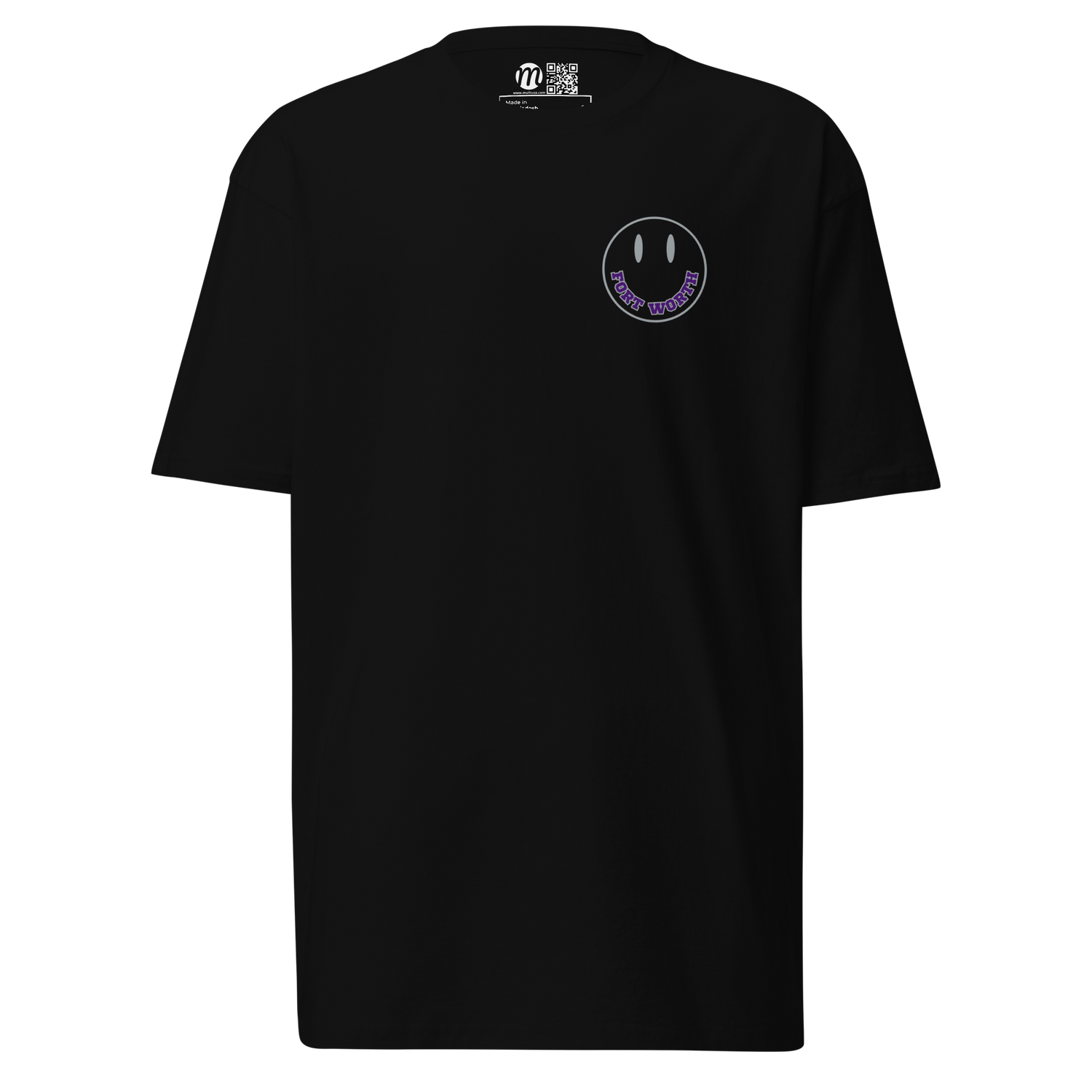 Fort Worth Smiley Face Mulli USA Tee Black Front