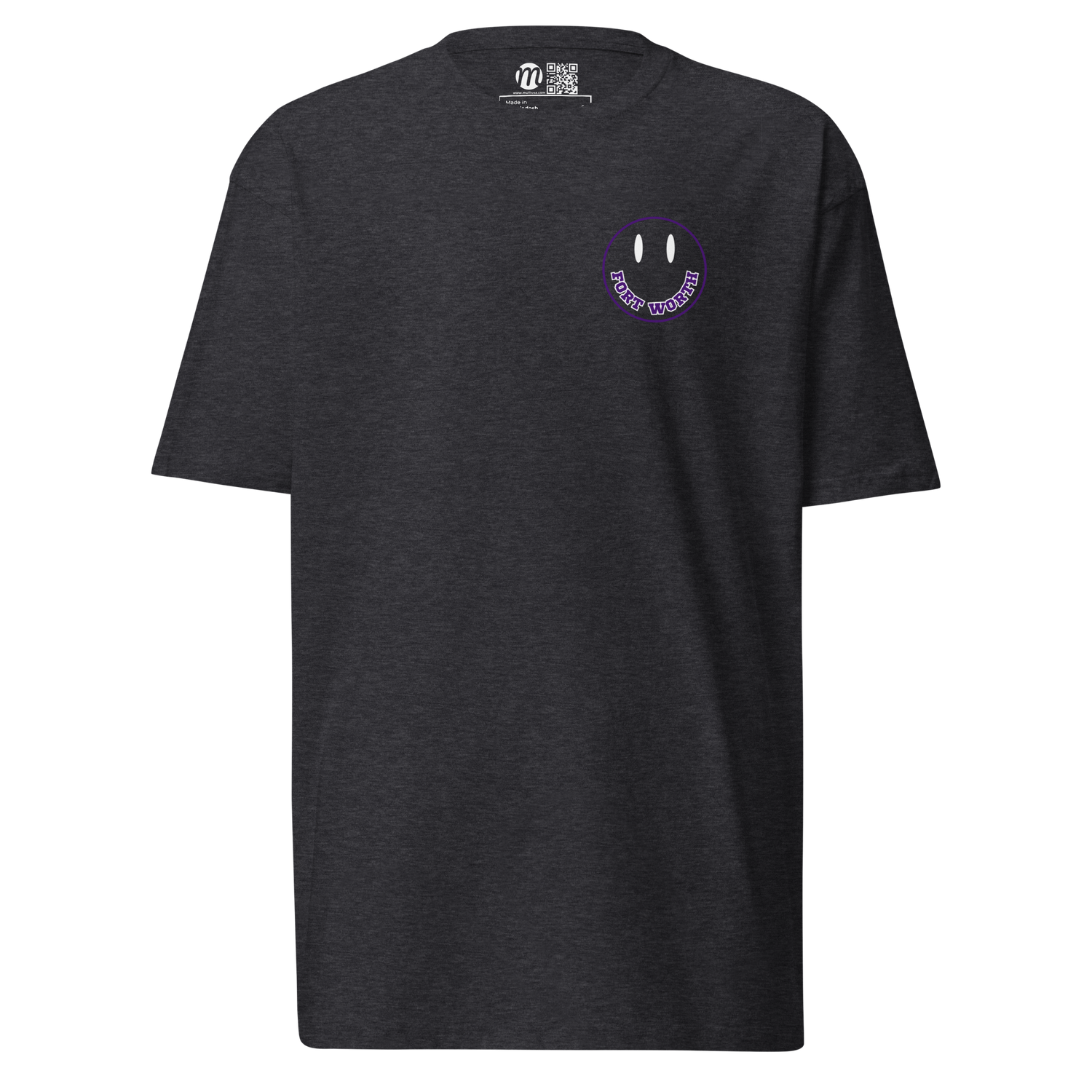 Fort Worth Smiley Face Mulli USA Tee Charcoal Heather Front