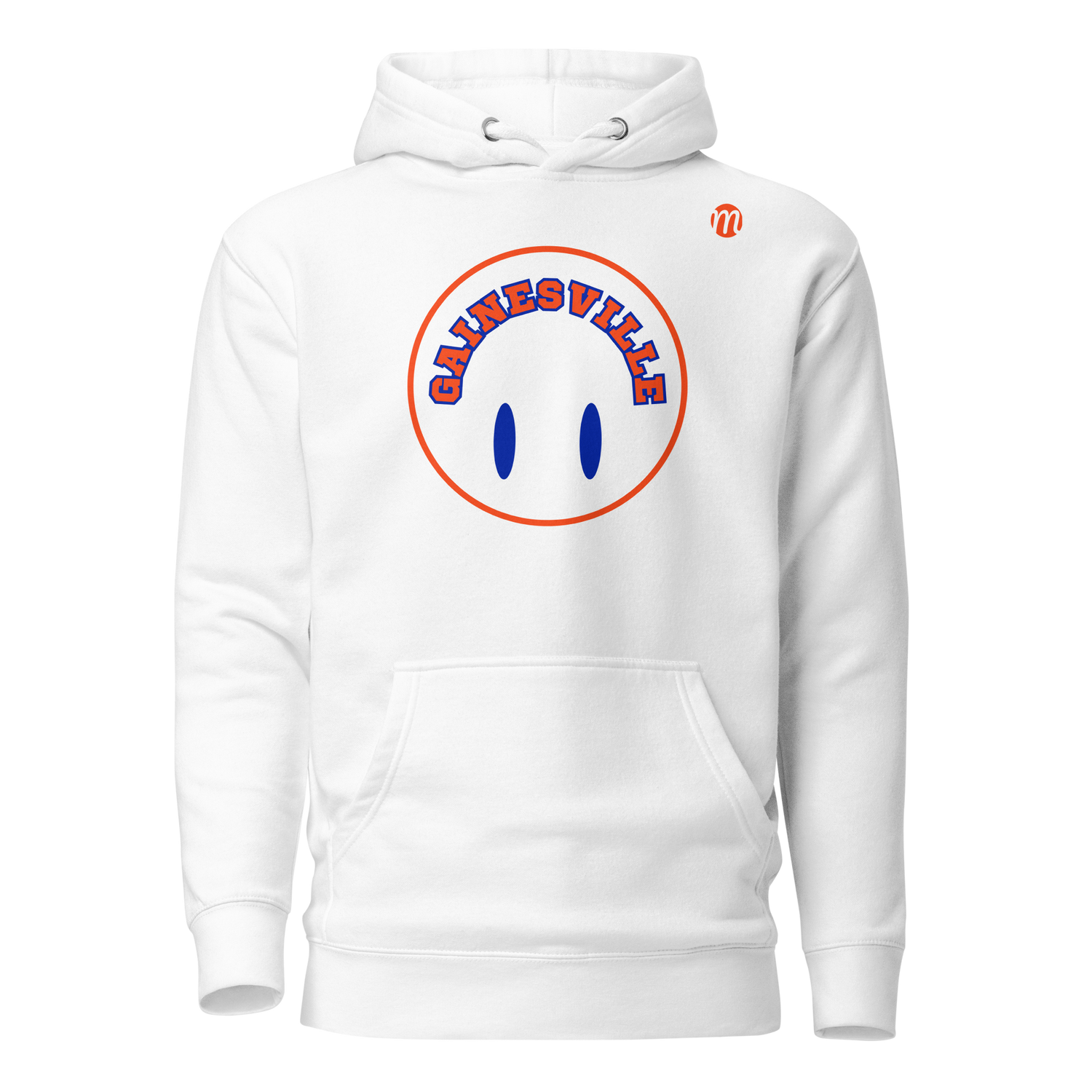 Gainesville Smiley Face Flipped Mulli USA Hoodie White Front