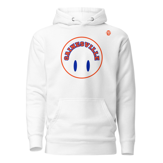 Gainesville Smiley Face Flipped Mulli USA Hoodie White Front