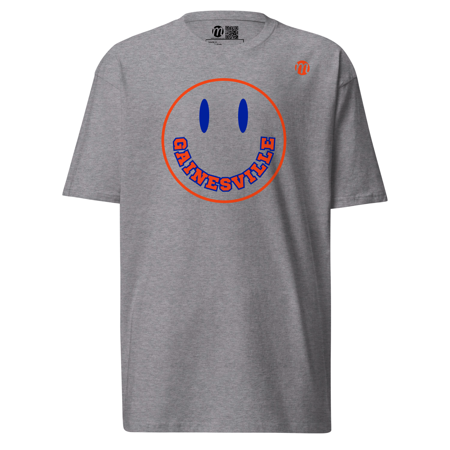 Gainesville Smiley Face Mulli USA Tee Carbon Grey Front