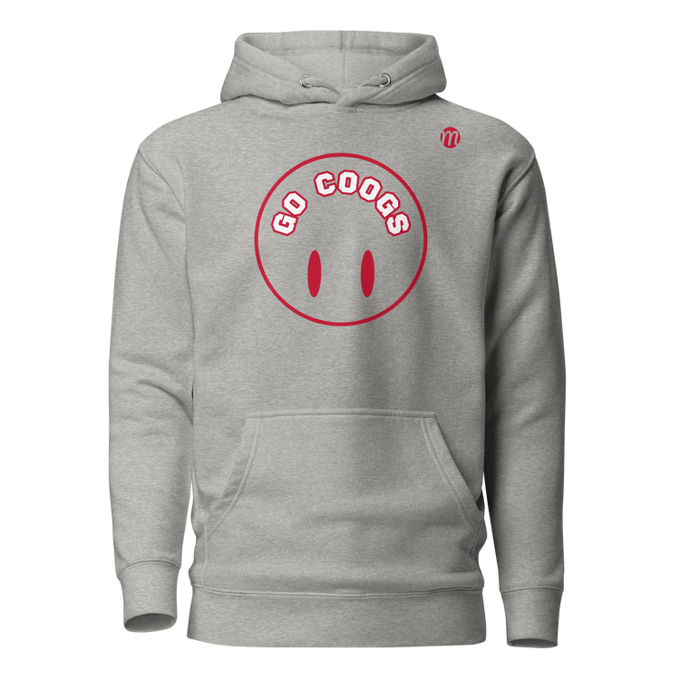 Go Coogs Smiley Face Flipped Mulli USA Hoodie Carbon Grey Front