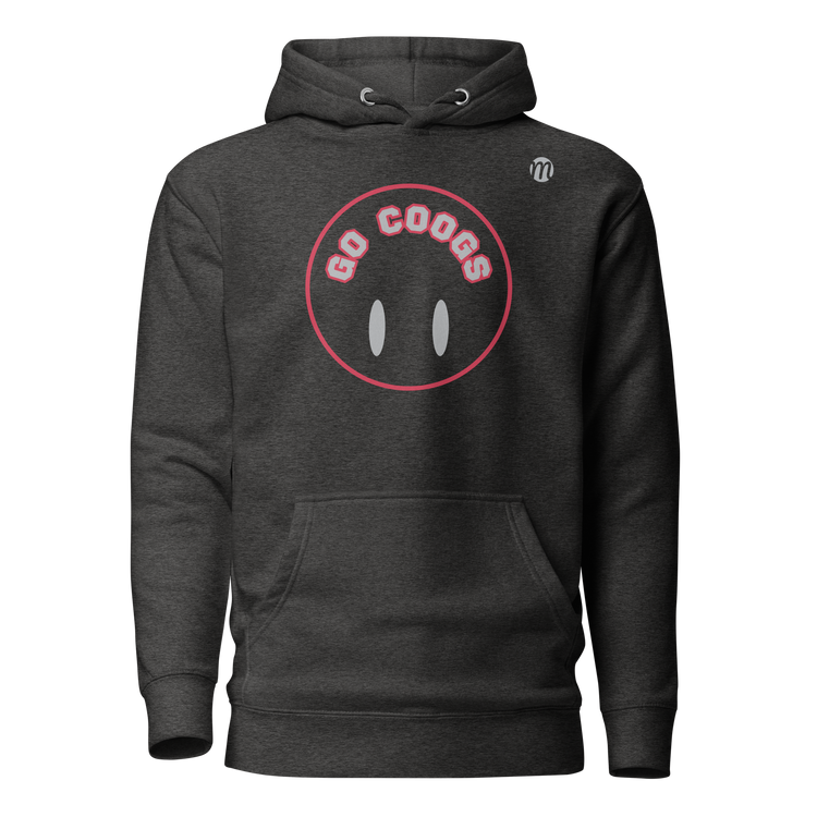 Go Coogs Smiley Face Flipped Mulli USA Hoodie Charcoal Heather Front