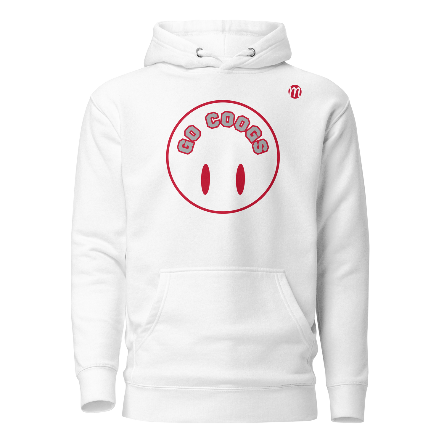 Go Coogs Smiley Face Flipped Mulli USA Hoodie White Front