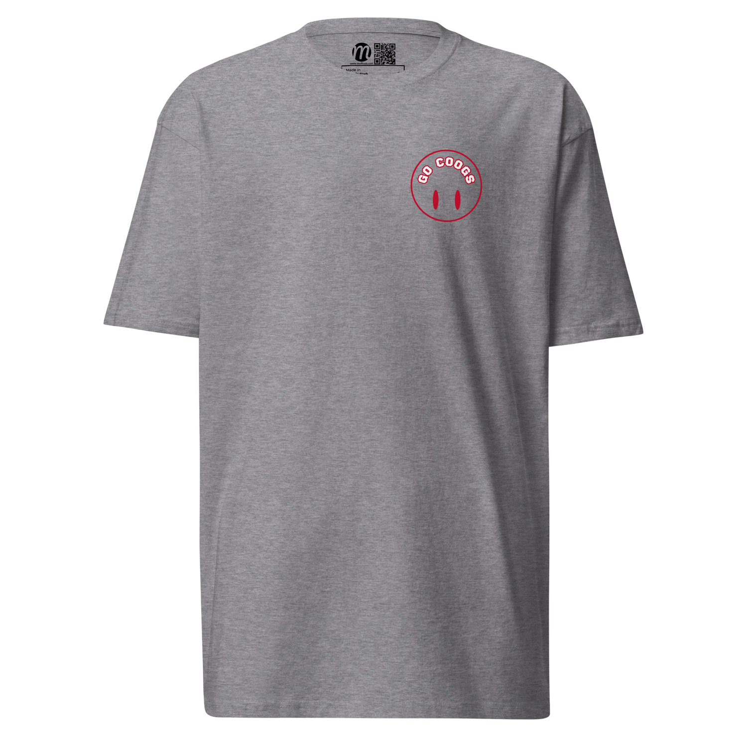 Go Coogs Smiley Face Flipped Mulli USA Tee Carbon Grey Front