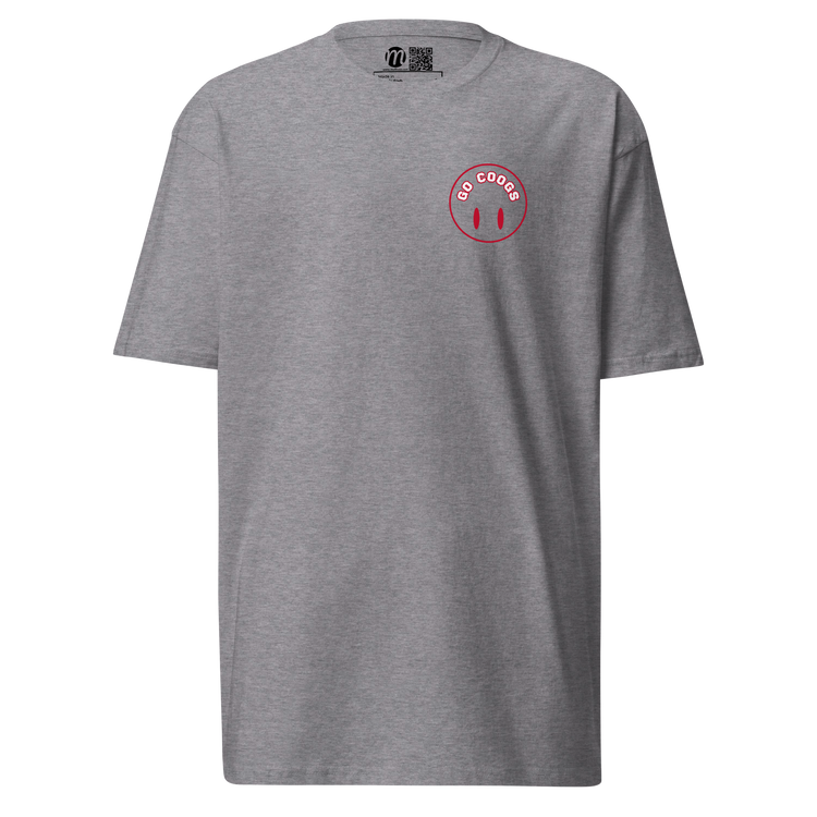 Go Coogs Smiley Face Flipped Mulli USA Tee Carbon Grey Front