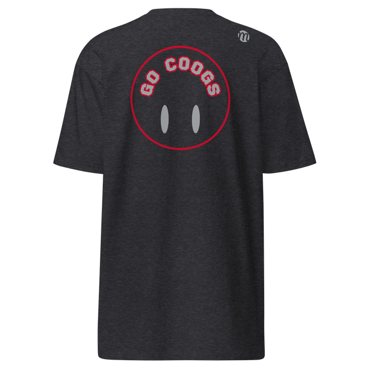 Go Coogs Smiley Face Flipped Mulli USA Tee Charcoal Heather Back