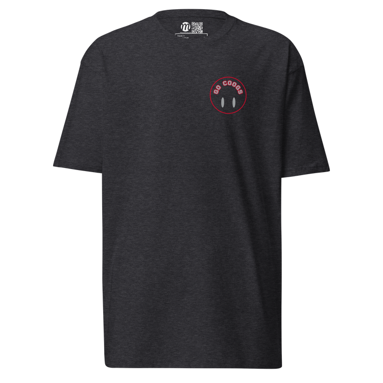 Go Coogs Smiley Face Flipped Mulli USA Tee Charcoal Heather Front