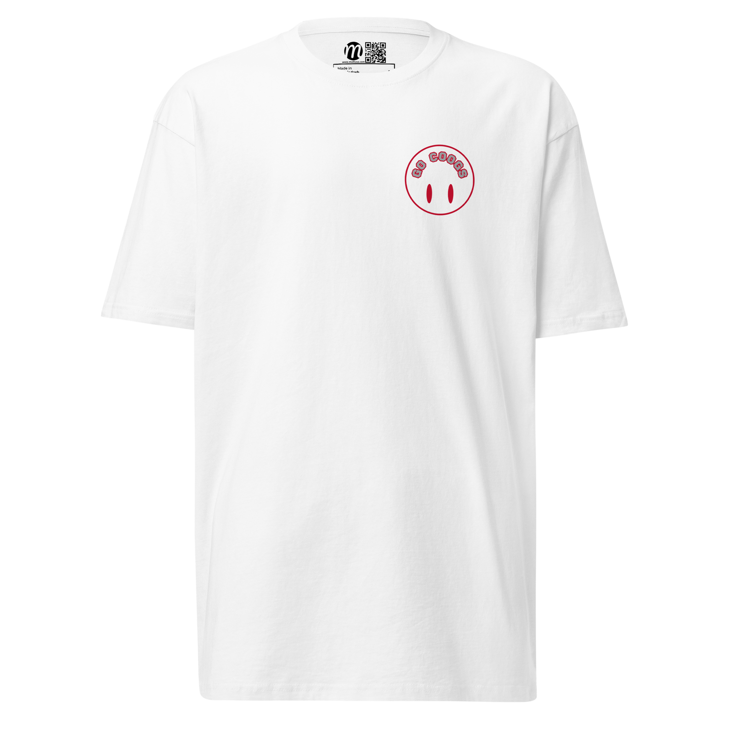 Go Coogs Smiley Face Flipped Mulli USA Tee White Front