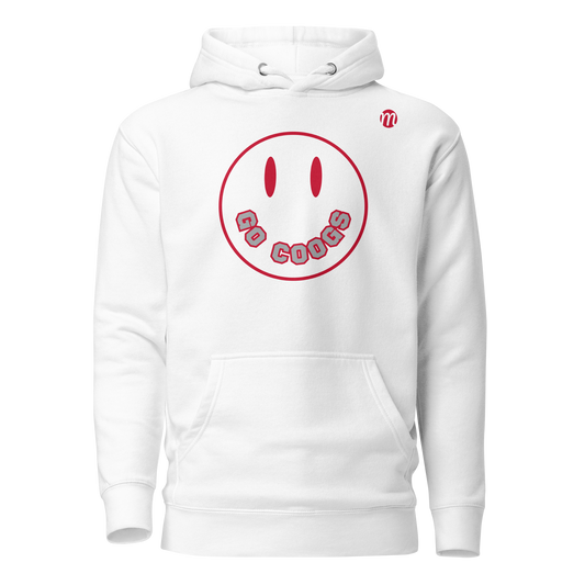 Go Coogs Smiley Face Mulli USA Hoodie White Front