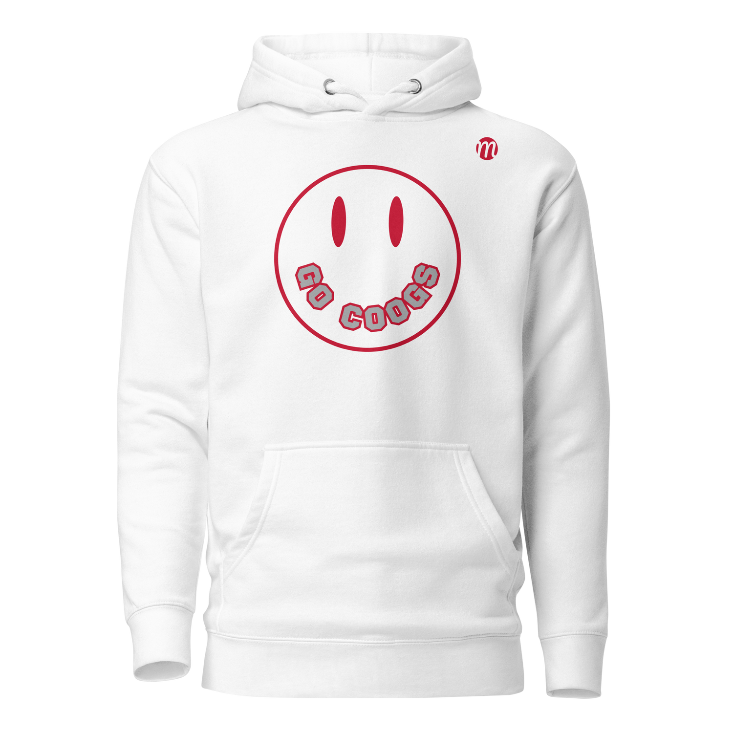 Go Coogs Smiley Face Mulli USA Hoodie White Front