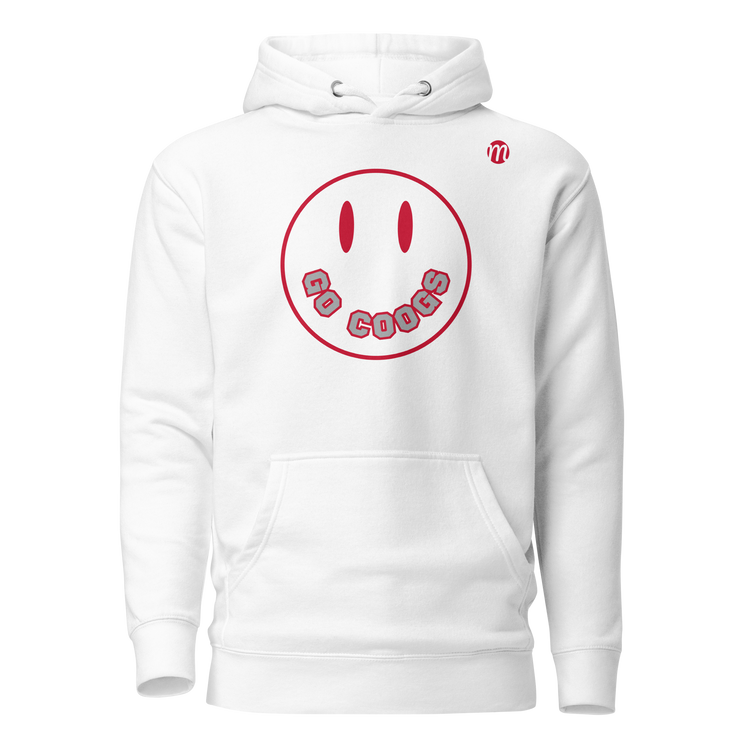 Go Coogs Smiley Face Mulli USA Hoodie White Front