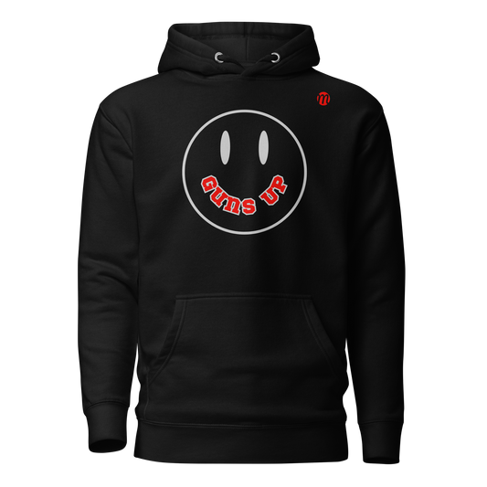 Guns Up Smiley Face Mulli USA Hoodie Black Front