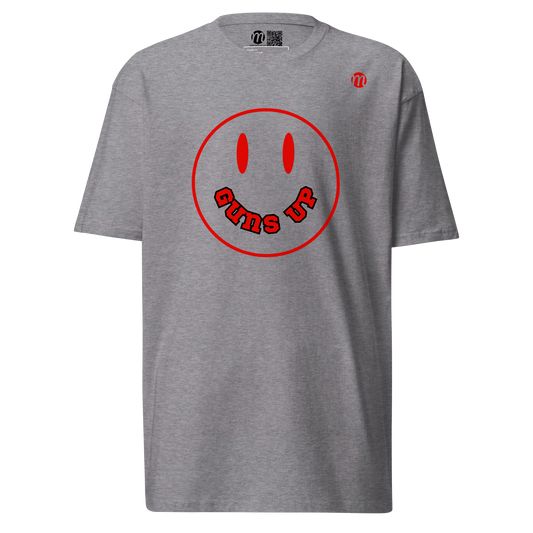 Guns Up Smiley Face Mulli USA Tee Carbon Grey Front