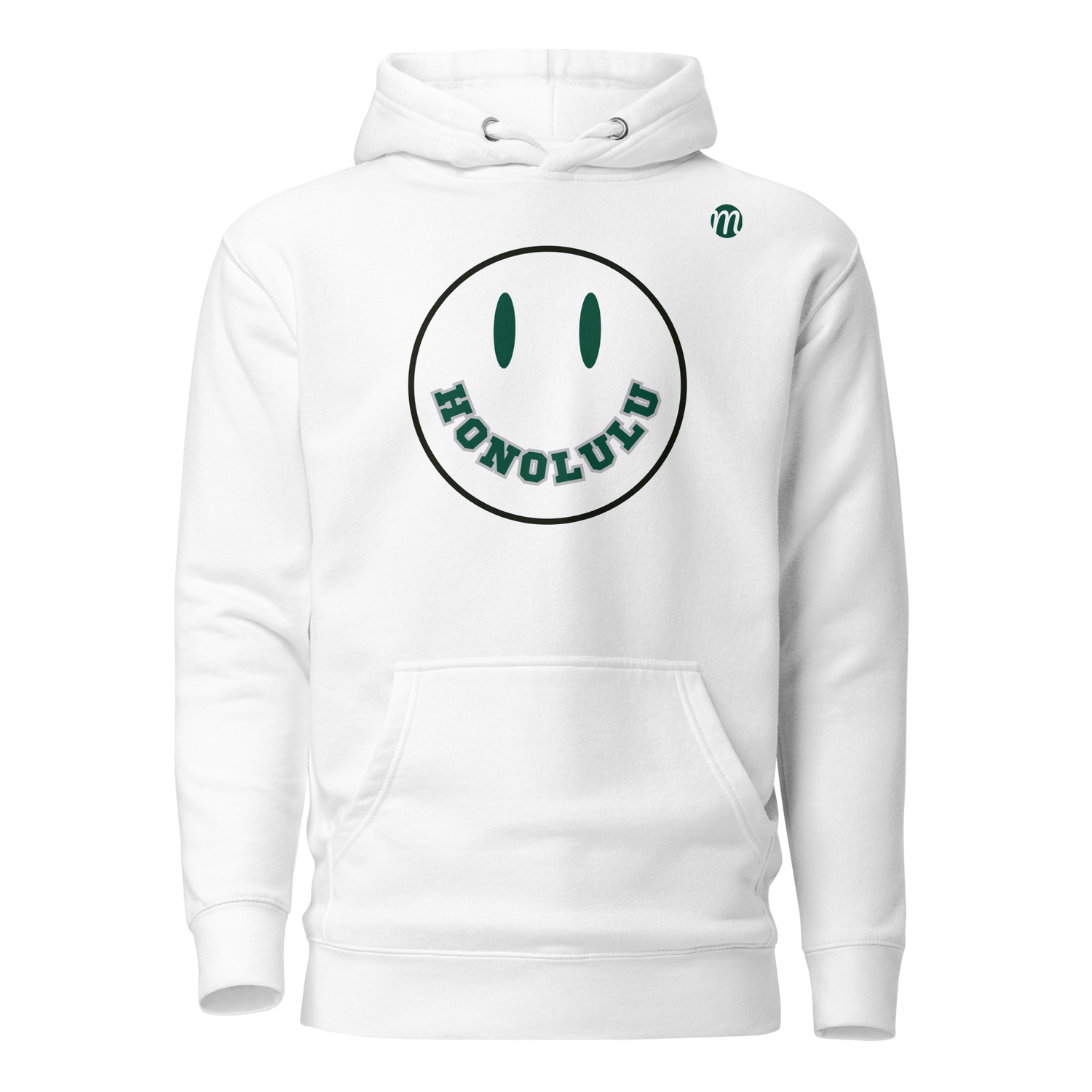 Honolulu Smiley Face Mulli USA Hoodie White Front