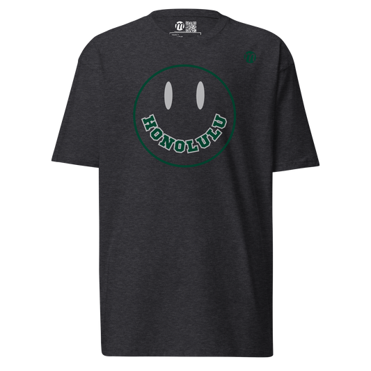 Honolulu Smiley Face Mulli USA Tee Charcoal Heather Front